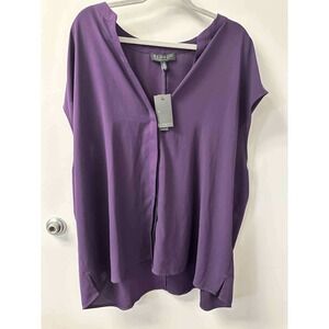 Eloquii Purple V-Neck Hi-Low Tunic Top Blouse Flowy Plus‎ Size 24